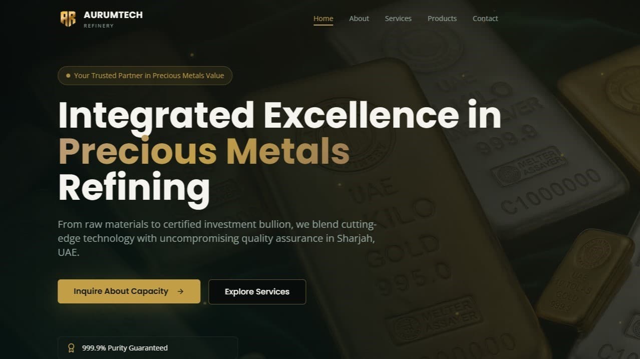 Aurumtech Refinery – Precious Metals Website screenshot