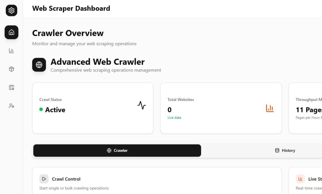 Advanced Web Scraper Dashboard screenshot