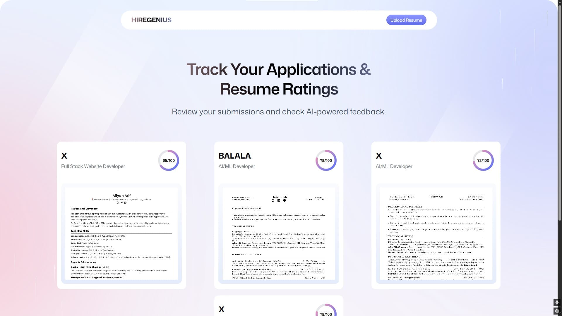 HireGenius | AI Resume Analyzer screenshot